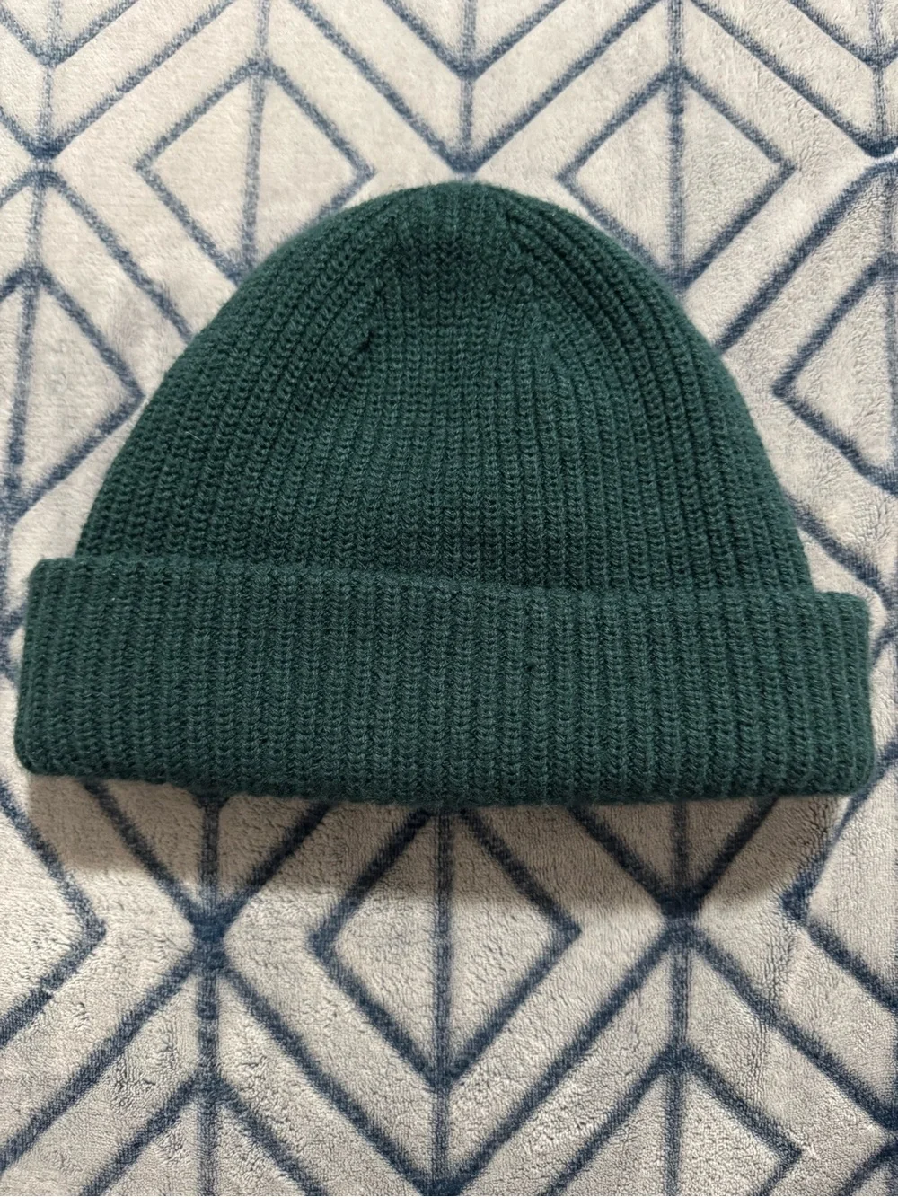 The North Face Forest Green Ribbed Cuffed Salty Dog Beanie with Logo Patch OSFM